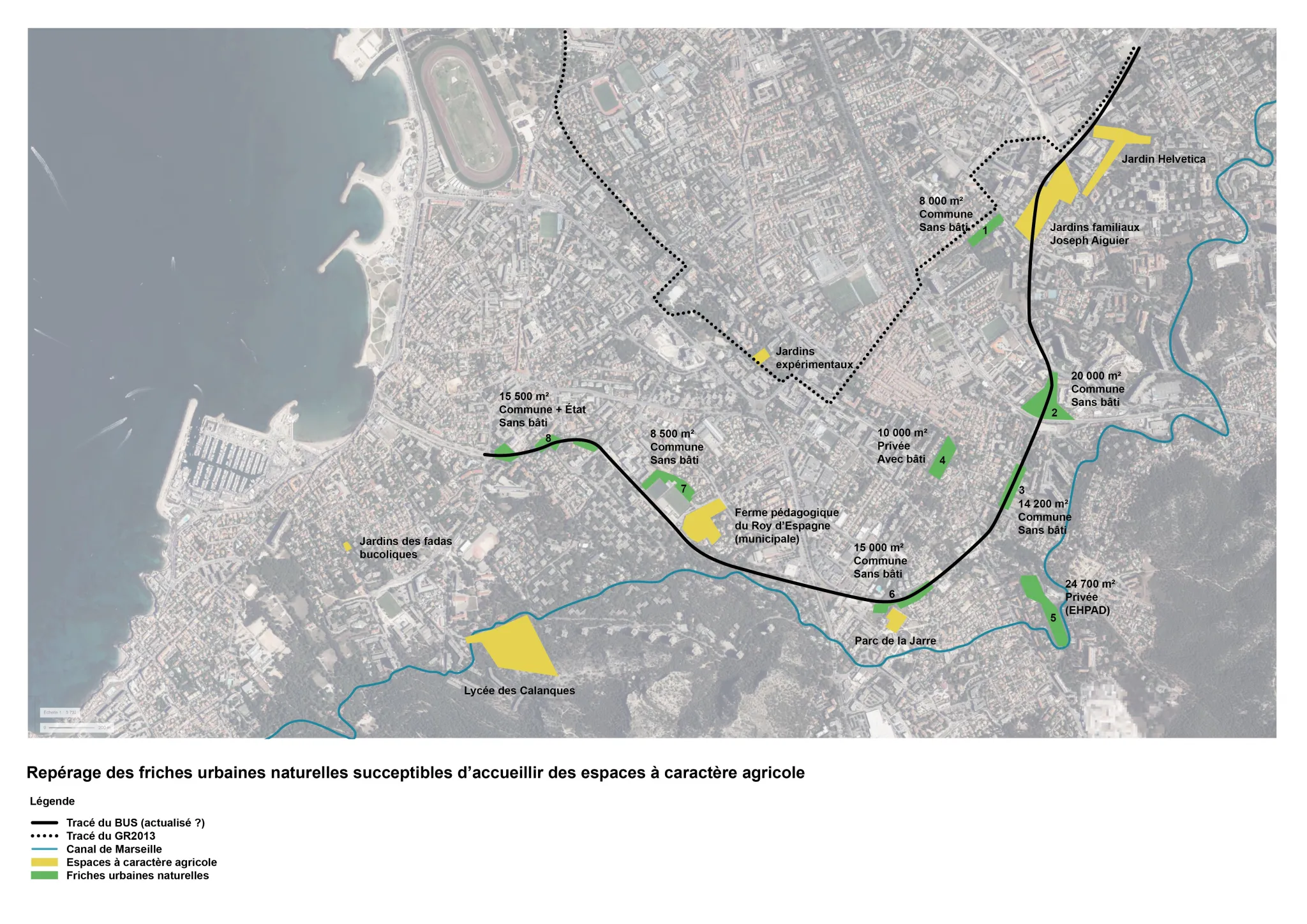 Carte des friches urbaines naturelles