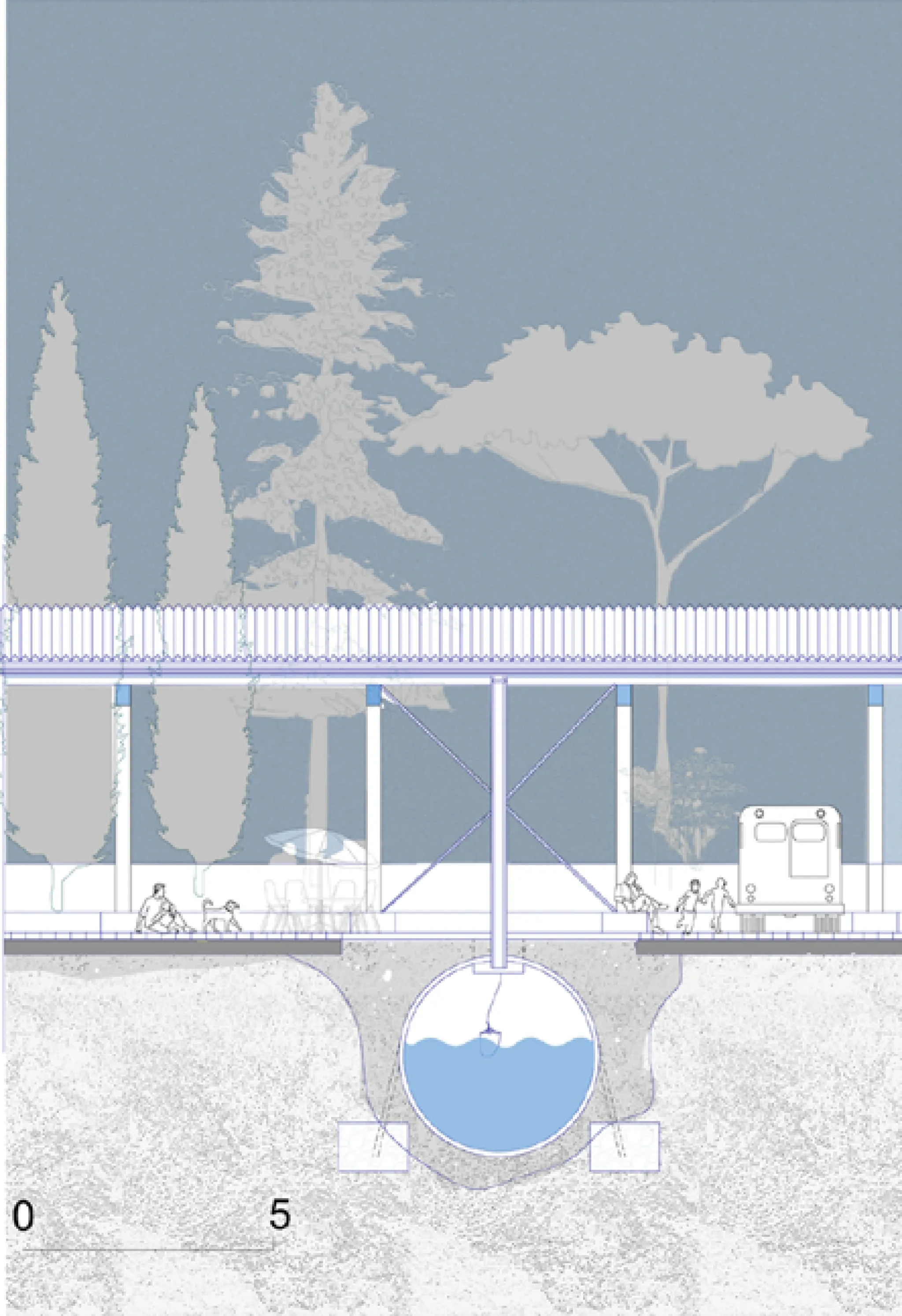 Illustration d'un système sous-terrain contenant de l'eau